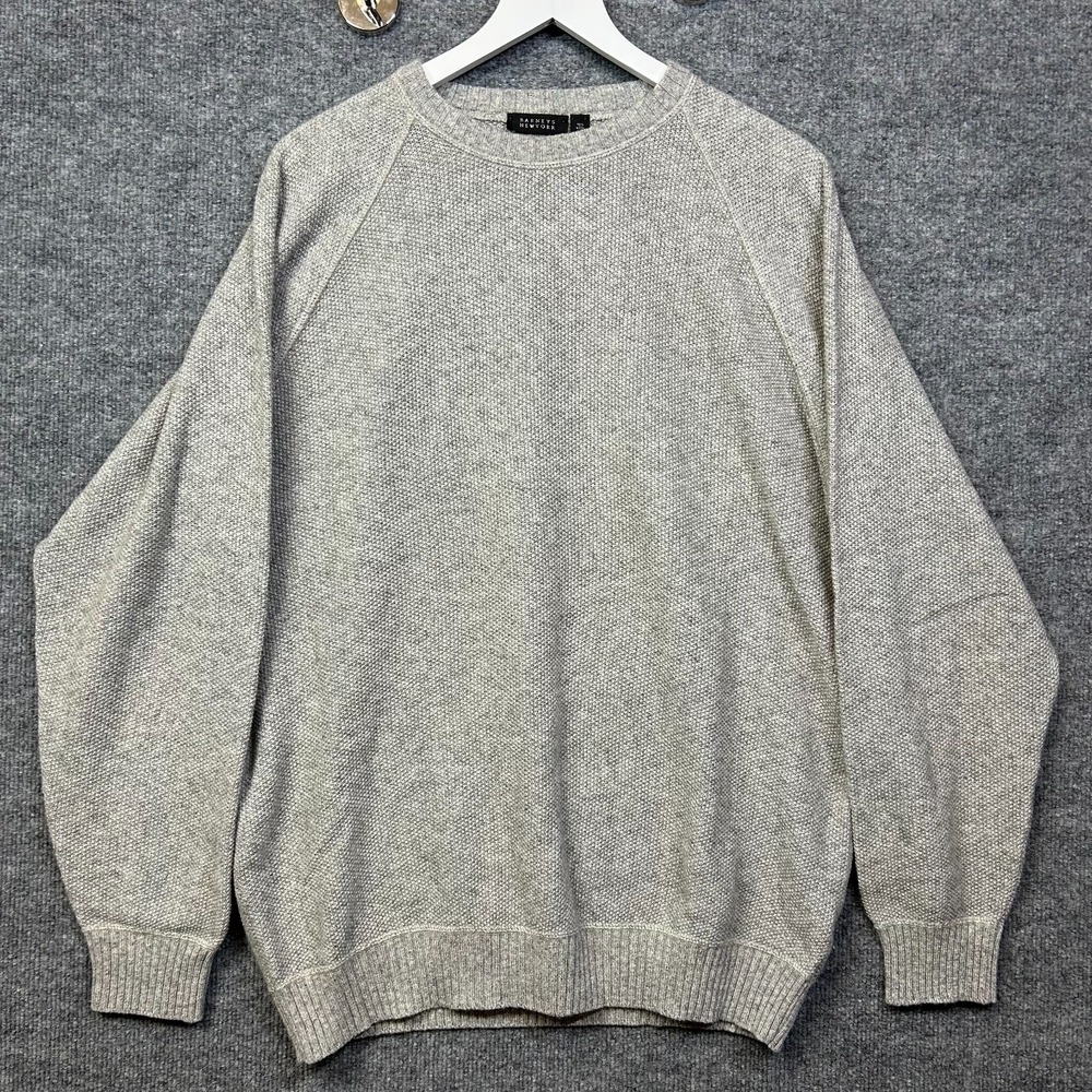 Barneys New York Raglan Sweater Men's Gray Wool Cashmere Knit Italian Made - XL